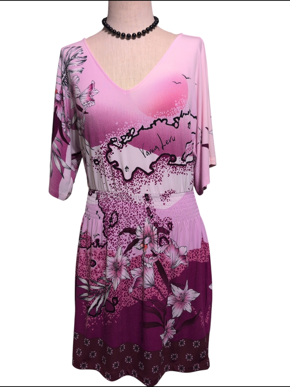 Nwt White House Black Market Kimono Smocked Midi Dress Fiji Sunset Stretch XS